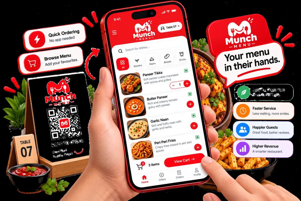 Customer browsing a Munch Menu digital restaurant menu
